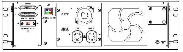 P/N: ETI0001-1005 Rugged COTS UPS Standard Rear Panel Layout
