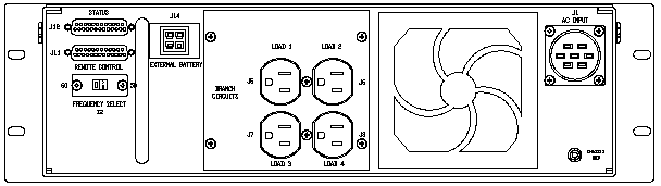 ETI0001-2210 Rugged COTS UPS Standard Rear Panel Layout