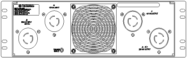 ETI0011-1073 Rugged COTS 208 VAC Transformer Module Standard Rear Panel Layout